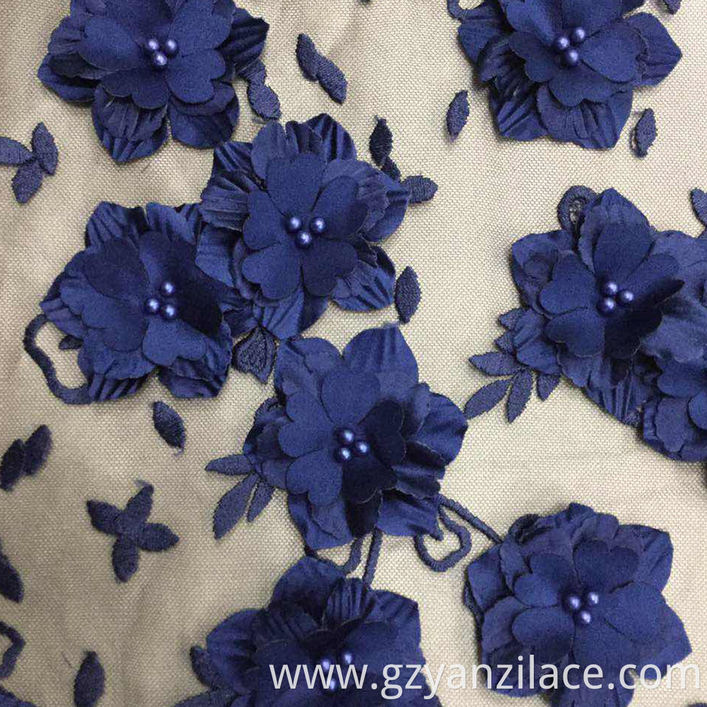 blue flower lace fabric